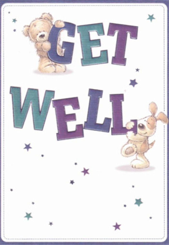 Radiating gentle encouragement, this illustrated get well card beautifully mirrors the spirit of Emerson Park's supportive community. The design showcases a tender bear and a playful puppy, their figures softly rounded and covered in intricate, tactile markings that simulate the feel of real fur-cozy and reassuring to the eye. Stars, like bursts of hope, dance playfully amidst the foreground, carried by the breeze of good wishes, while the hand-lettered text in layered purples and aquas stakes a cheerful anchor through the composition. The bear, perched high on the 'GET,' projects a quiet strength, while the energetic pup below is nestled into 'WELL,' its floppy ears trailing alongside the letters that seem to hum with optimism. The whole scene rests against an immaculate, creamy white background, giving space for every detail to shine and echoing the serenity found in a classic Emerson Park garden after rain. It's easy to imagine this card paired with a bouquet-perhaps pale pink roses and delicate greenery-offering a dual gesture of hope and personality, the way we at Emerson Park Flowers craft every sympathetic arrangement. The effect is both uplifting and deeply caring, perfect for lifting the spirits of someone you hold dear in our little corner of East London.